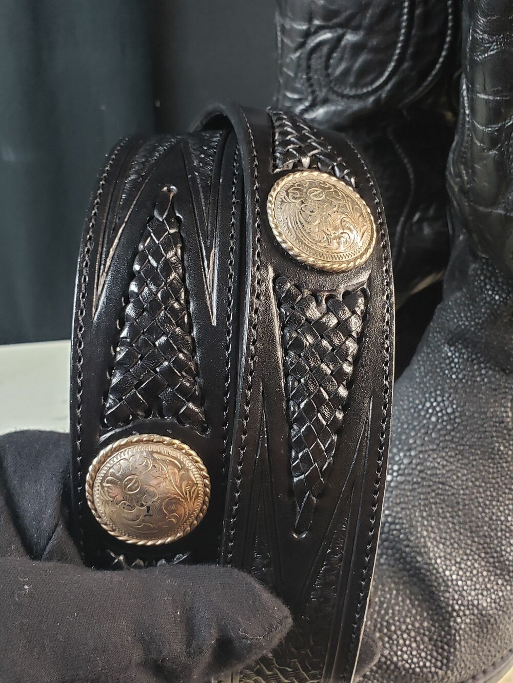 Tony Lama Cowboy Style Leather Belt style 77303 in Black - size 40 - Picture 16 of 16